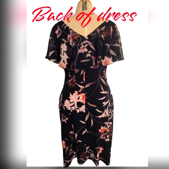 NWOT CONNECTED BEAUTIFUL WOMENS FLORAL FLUTTER SLEEVE DRESS SIZE 8 - Picture 4 of 9